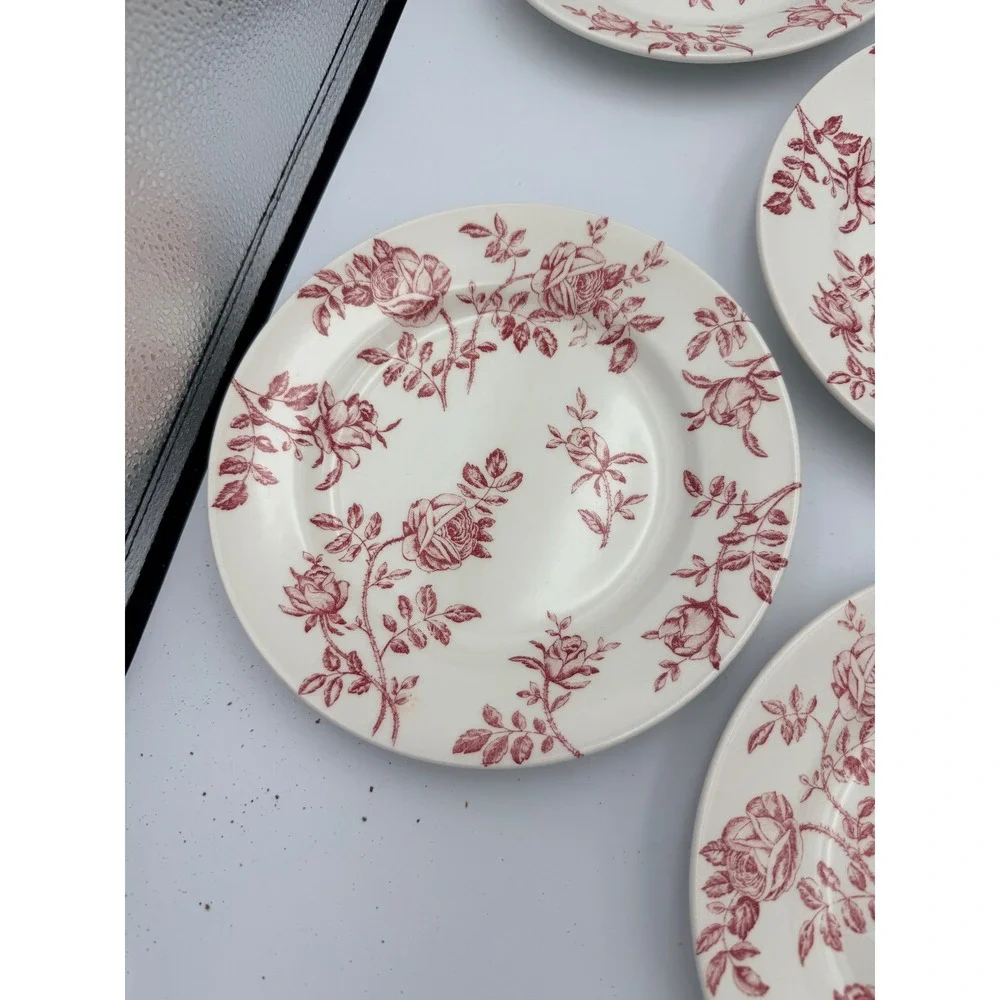 Churchill Antique Rose Pink Salad Plates Set of 6 Vintage Made in England 8